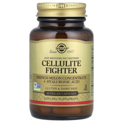 Борьба с целлюлитом, Solgar Age-Defying Nutrition Cellulite Fighter, концентрат французской дыни и гиалуроновая кислота 30 веганских капсул