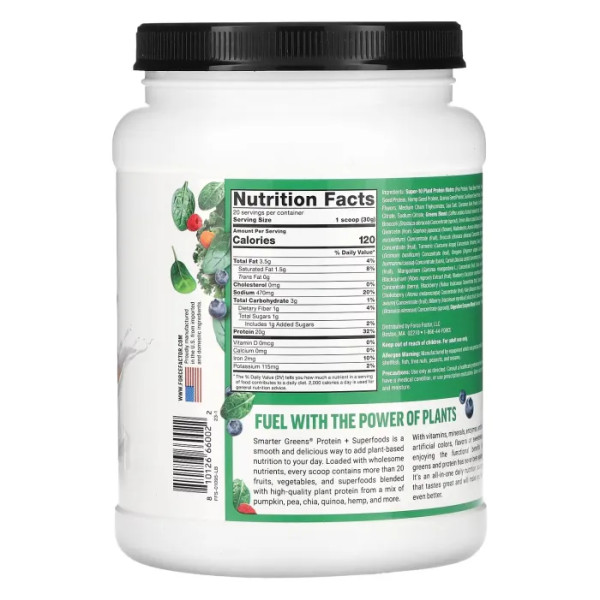 Суперфуди + протеїн, Superfoods + Protein, Force Factor, Smarter Greens, пластівці з корицею, 600 г