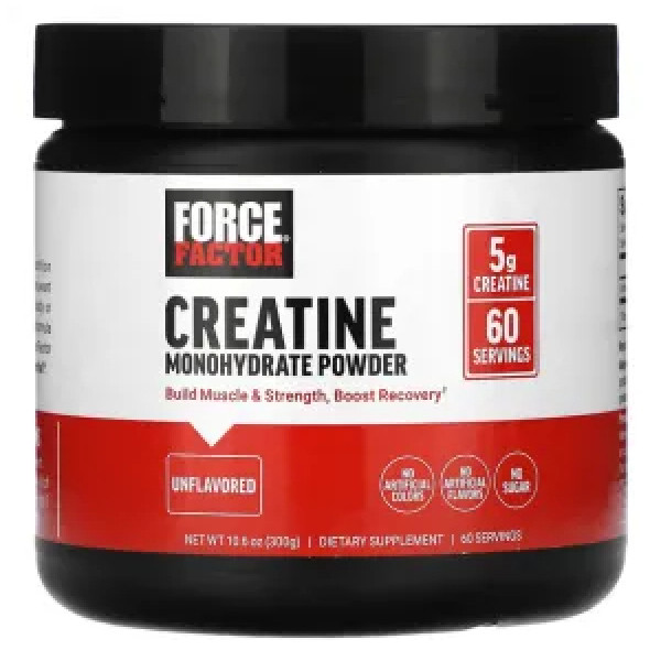 Моногідрат креатину, Creatine Monohydrate Powder, Force Factor, без добавок, 300 г
