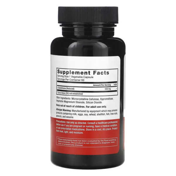Глутатіон (відновлений), Glutathione (Reduced), Force Factor, 500 мг, 60 рослинних капсул