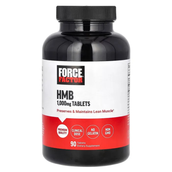 Гідроксиметилбутират ГМБ, HMB, Force Factor, 1000 мг, 90 таблеток