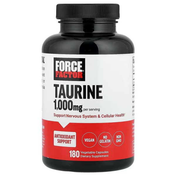 L-таурин, L-Taurine, Force Factor, 180 рослинних капсул (500 мг на капсулу)