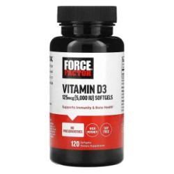 Вітамін D3 125 мкг, Vitamin D3 Force Factor, 120 гелевих капсул