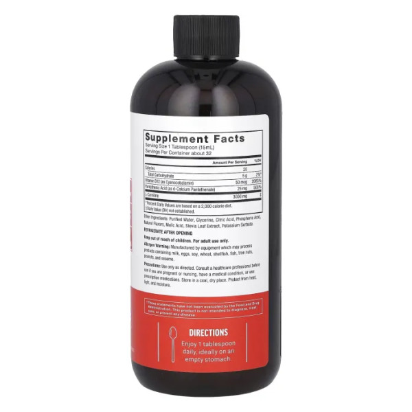L-карнітин, L-Carnitine Liquid, Force Factor, рідкий, ягідний, 3000 мг, 473 мл