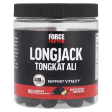Тонгкат алі 400 мг, Longjack Tongkat Ali Force Factor, жувальні, смак ягідний лимонад, 90 жувальних цукерок