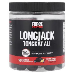 Тонгкат алі 400 мг, Longjack Tongkat Ali Force Factor, жувальні, смак ягідний лимонад, 90 жувальних цукерок