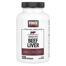 Яловича печінка 3000 мг, Force Factor Primal Origins Grass-Fed Beef Liver, трав'яна відгодівля 120 капсул (750 мг на капсулу)
