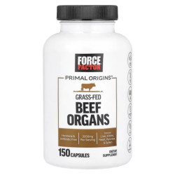 Говяжьи органы 3500 мг, Force Factor Primal Origins Grass-Fed Beef Organs, 150 капсул (700 мг на капсулу)