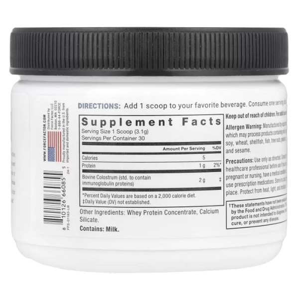 Молозиво, Colostrum, Force Factor, Primal Origins™, без добавок, 93 г