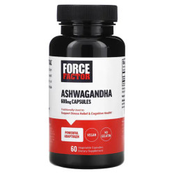Ашваганда 600 мг, Force Factor Ashwagandha, 60 вегетарианских капсул