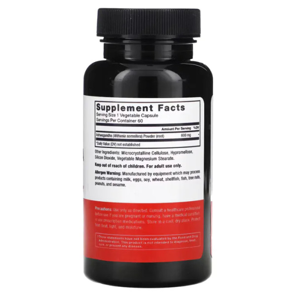 Ашваганда, Ashwagandha, Force Factor, 600 мг, 60 вегетаріанських капсул