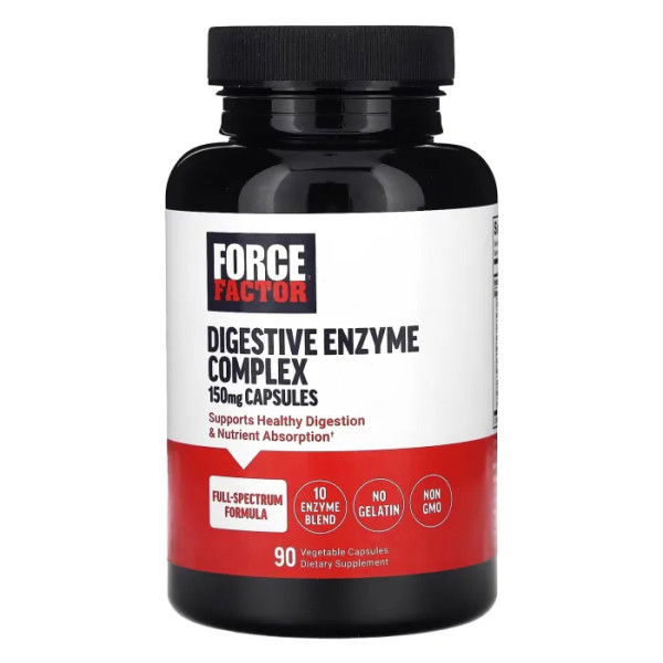 Ферменти для травлення, Digestive Enzyme Complex, Force Factor, комплекс, 150 мг, 90 рослинних капсул