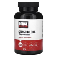 Гінкго білоба 120 мг, Ginkgo Biloba Force Factor, 120 рослинних капсул