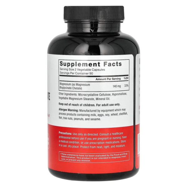 Магній гліцинат, Magnesium Glycinate, Force Factor, 140 мг, 180 рослинних капсул