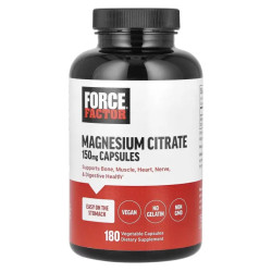 Магній цитрат 150 мг, Force Factor Magnesium Citrate, 180 рослинних капсул