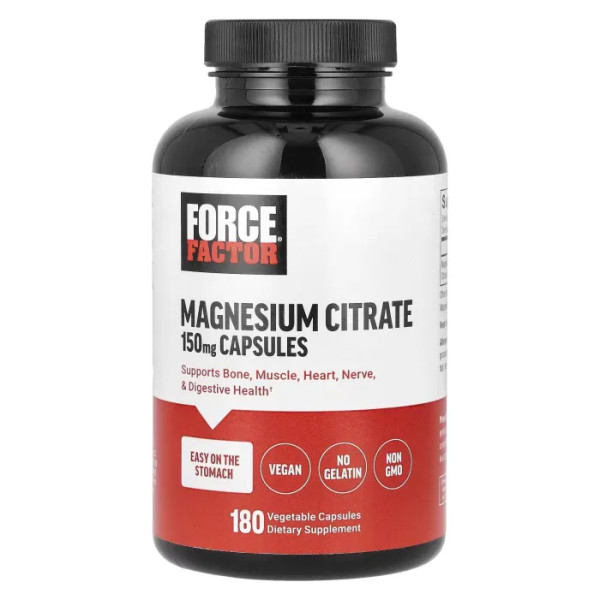Магній цитрат, Magnesium Citrate, Force Factor, 150 мг, 180 рослинних капсул