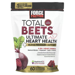 Поддержка кровообращения с коэнзимом Q10, вкус гранат, Total Beets With CoQ10 Force Factor Total Beets, 60 жевательных таблеток
