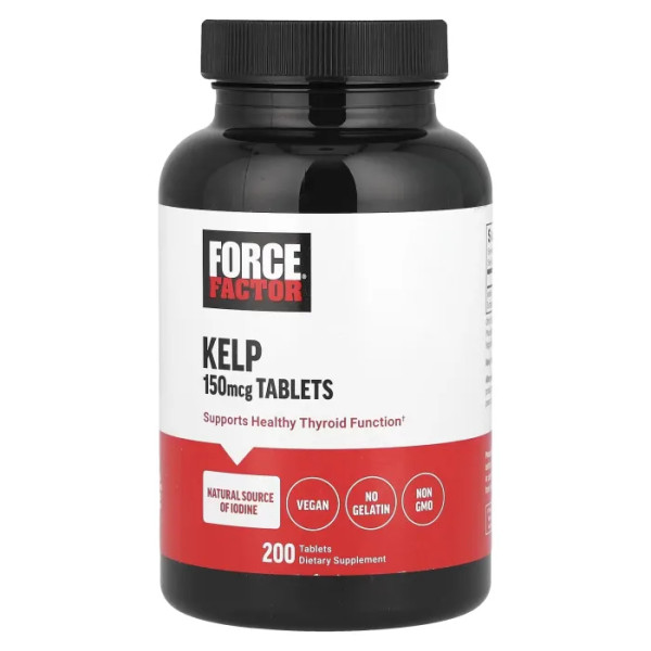Ламінарія, Kelp, Force Factor, 150 мкг йоду, 200 таблеток