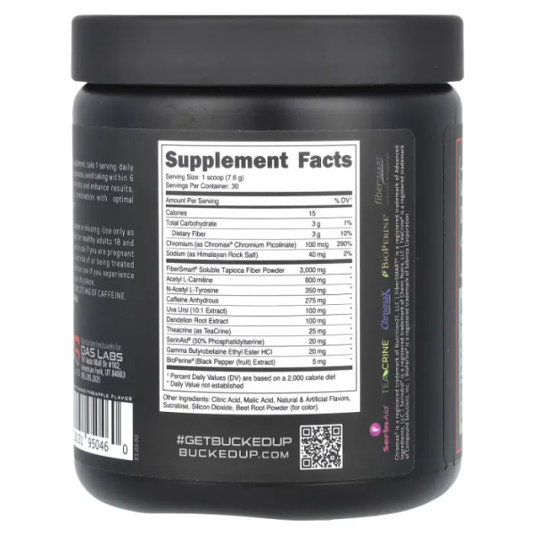 Передтренувальний комплекс, з кофеїном, Heat Hardcore, Miami, Bucked Up, для покращення обміну речовин, гормонального здоров'я та рівня енергії, смак - полуниця, манго, ананас, 228 г