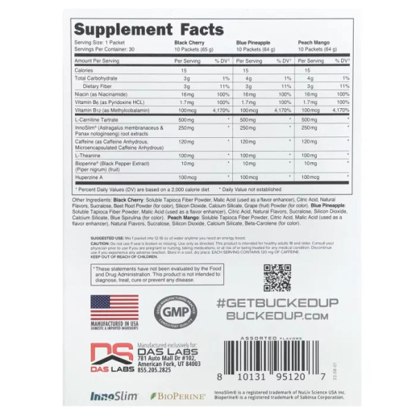 Передтренувальний комплекс для жінок, зниження та контроль ваги, Babe, Boost, Bucked Up, покращує настрій та концентрацію уваги, різні смаки, 30 пакетиків