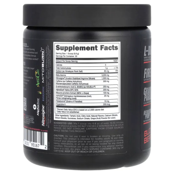 Передтренувальний комплекс, спалювання калорій, LFG Burn, Pre-Workout, Bucked Up, з кофеїном, зі смаком полуниці та малини, 294 г