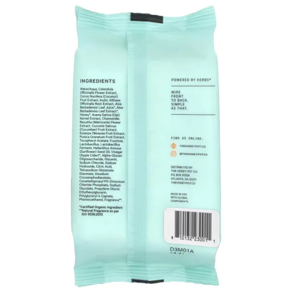 Серветки з пребіотиками, The Honey Pot Company, 30 штук