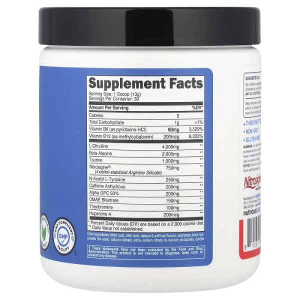 Передтренувальний комплекс, Pre-Workout Complex, Nutricost, Performance, фруктовий пунш, 393 г