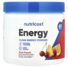 Енергетична суміш, Nutricost Energy Clean Energy Powder, порошок, смак фруктовий пунш, 306 г