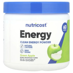 Энергетическая смесь, Nutricost Energy Clean Energy Powder, порошок, вкус зеленое яблоко, 306 г