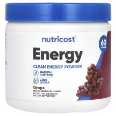 Енергетичний порошок, Clean Energy Powder Nutricost Energy, смак виноград, 300 г