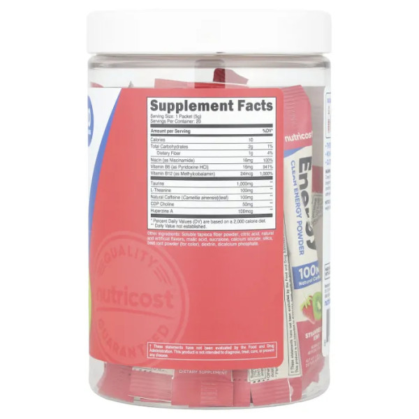 Підвищення енергії, Clean Energy Powder, Nutricost, Energy, порошок, 20 пакетиків по 5 г