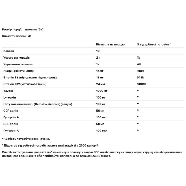 Підвищення енергії, Clean Energy Powder, Nutricost, Energy, порошок, 20 пакетиків по 5 г