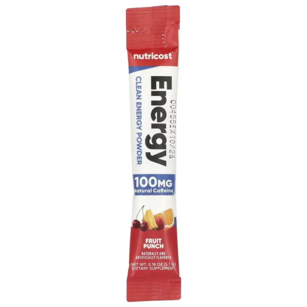 Підвищення енергії, Clean Energy, Nutricost, Energy, порошок, фруктовий пунш, 20 пакетиків по 5 г