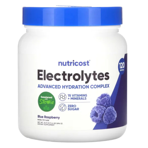 Електроліти, Electrolyte, Nutricost, блакитна малина, 696 г
