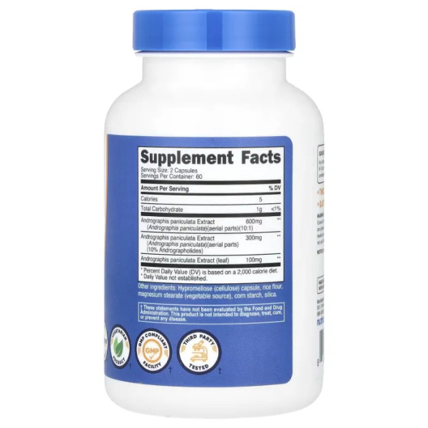 Андрографіс екстракт, Andrographis, Nutricost, 1000 мг, 120 капсул (500 мг на капсулу)