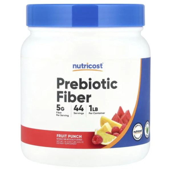 Клітковина пребіотична, Prebiotic Fiber, Nutricost, фруктовий пунш, 454 г