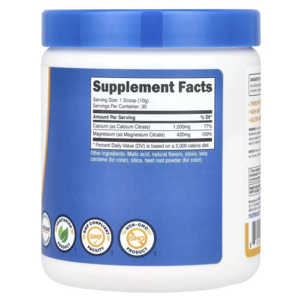 Кальцій та магній, Calcium & Magnesium, Nutricost, персик та манго, 300 г