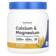 Кальцій та магній, Calcium & Magnesium Nutricost, смак персик та манго 606 г