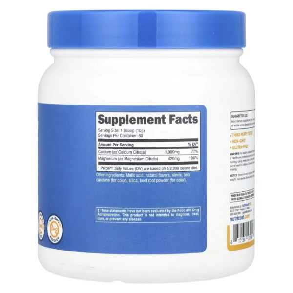 Кальцій та магній, Calcium & Magnesium, Nutricost, персик та манго, 606 г