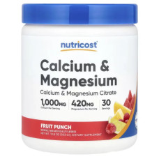 Кальцій та магній, Calcium & Magnesium Nutricost, смак фруктовий пунш, 303 г