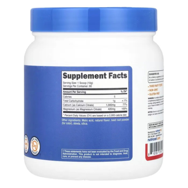 Кальцій та магній, Calcium & Magnesium, Nutricost, фруктовий пунш, 606 г