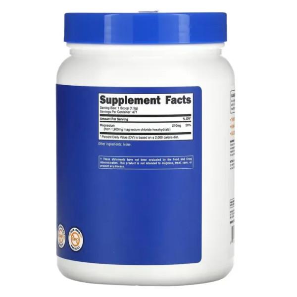 Магній хлорид, Magnesium Chloride, Nutricost, без добавок, 907 г
