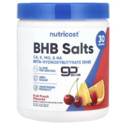 Кетонові солі BHB, Salts goBHB Nutricost, фруктовий пунш, 261 г