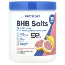 Кетонові солі BHB, смак полуничний лимонад, Nutricost Salts goBHB, 267 г
