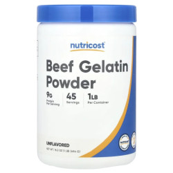 Желатин яловичий порошок без добавок, Nutricost Beef Gelatin Powder, 454 г