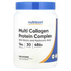 Мультиколлагеновый протеиновый комплекс, Nutricost Multi Collagen Protein Complex, без добавок, 486 г