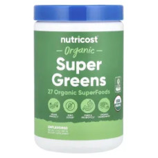 Суперзелень, Organic Super Greens Nutricost, органічна, без добавок, 309 г
