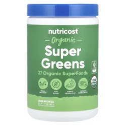 Суперзелень, Organic Super Greens Nutricost, органічна, без добавок, 309 г