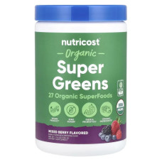 Суперзелень органік, Nutricost Organic Super Greens, смак ягідне асорті 330 г