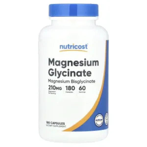 Магнію гліцинат, Magnesium Glycinate, Nutricost, 180 капсул (70 мг на капсулу)